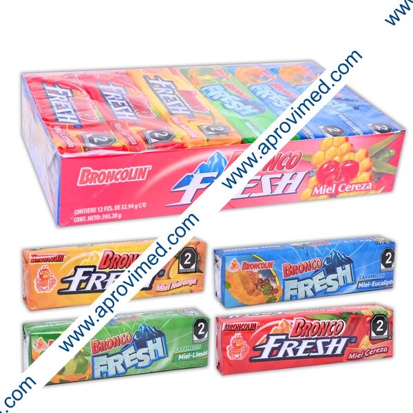 BRONCO FRESH CARAMELO Sab. Mixto EXHIB. 12x9 Pzs. 432 G.