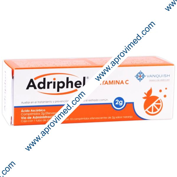 ADRIPHEL c/10 COMPS. EFERVS. Sabor Naranja 2 G.