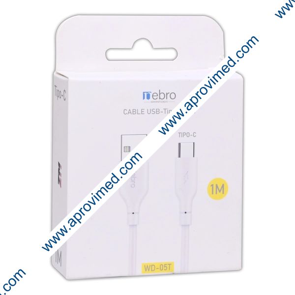 CABLE Eda. USB 3.0 A / Sda. Tipo C / 1.0 Mts. Mod. WD-05T Col. Blanco.