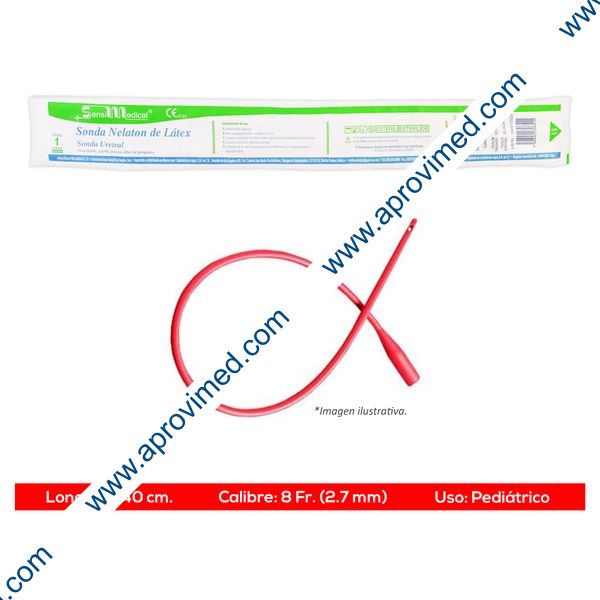 SONDA NÉLATON de LÁTEX (SensiMedical) Long. 40cm. Cal.  8 Fr. c/1 Pza.