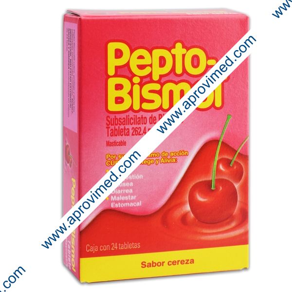 PEPTO-BISMOL Sabor Cereza c/24 TABS. Masticables 262.4 MG.