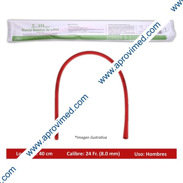 SONDA NELATON de LATEX (SensiMedical) Long. 40cm. Cal. 24 Fr. c/1 Pza.