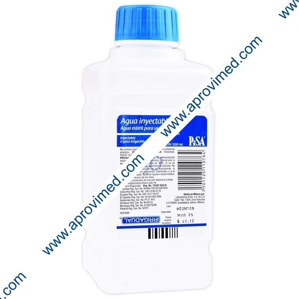 AGUA INYECTABLE (Pisa) SOLUCIÓN Fco.  500 ML.