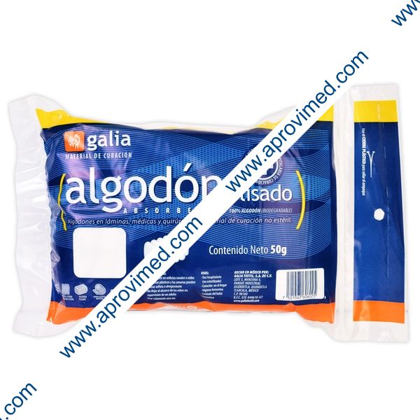ALGODON ABSORBENTE PLISADO (Galia) Bolsa c/ 50 G.
