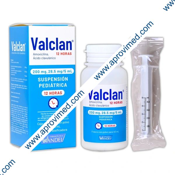 VALCLAN 12H. SUSP. PEDIÁTRICA Fco. 40 ML. 200-28.5 MG/5 ML.