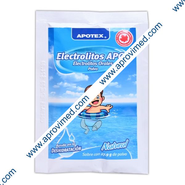 ELECTROLITOS APO POLVO Sab. NATURAL c/1 SOBRE 27.9 G. p/1 L.