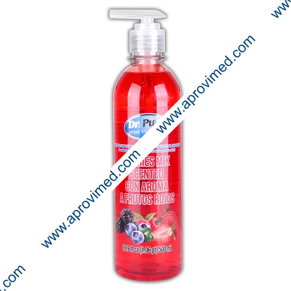 JABON LIQUIDO ANTIBACTERIAL p/MANOS Aroma Frutos Rojos (Dr. Pure) Fco. c/500 ML.