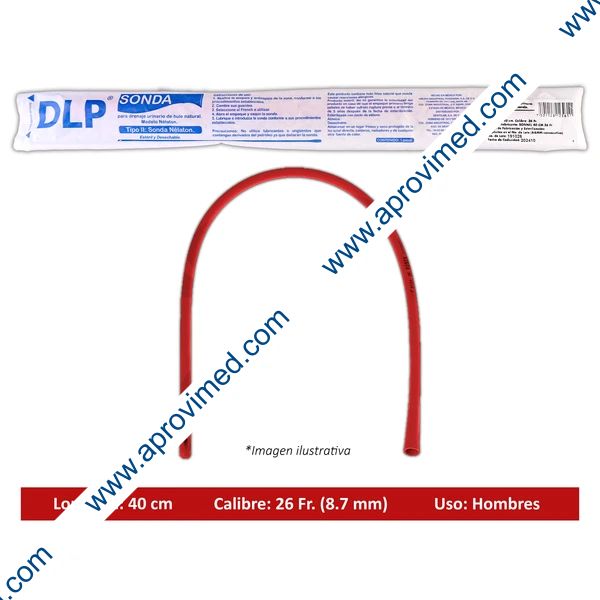 SONDA NELATON de LATEX (DLP) Long. 40cm. Cal. 26 Fr. c/1 Pza.