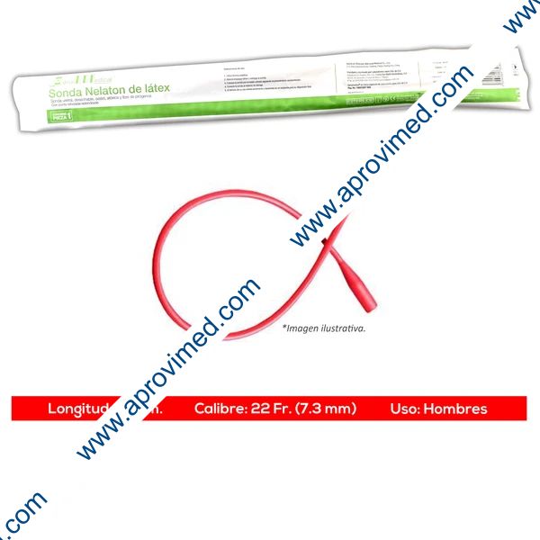 SONDA NELATON de LATEX (SensiMedical) Long. 40cm. Cal. 22 Fr. c/1 Pza.