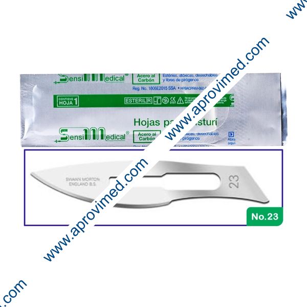 HOJA PARA BISTURÍ Acero al Carbón (SensiMedical) No. 23 c/1 Pza.