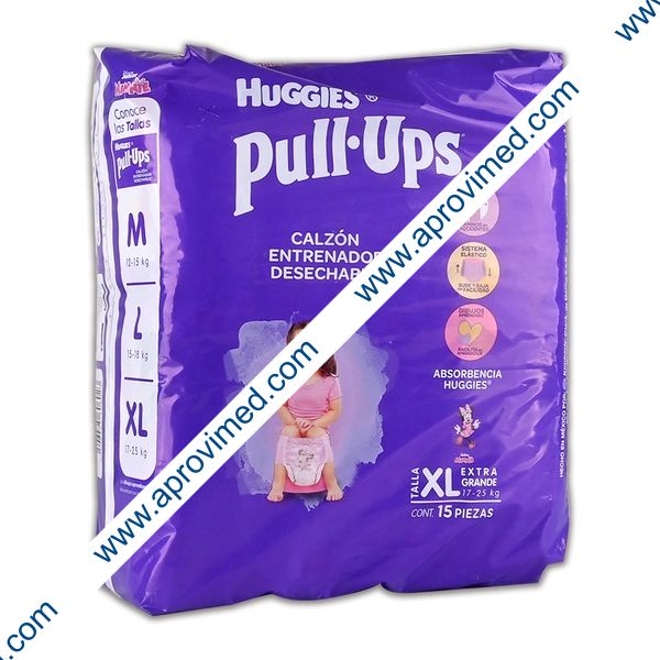 HUGGIES PULL-UPS Niña EXTRA GRANDE 17-25 Kg. c/15 pzs.
