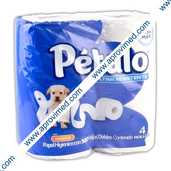PETALO ULTRA RESISTENTE Papel Higiénico 300 Hojas Dobles Paq. c/4 ROLLOS.