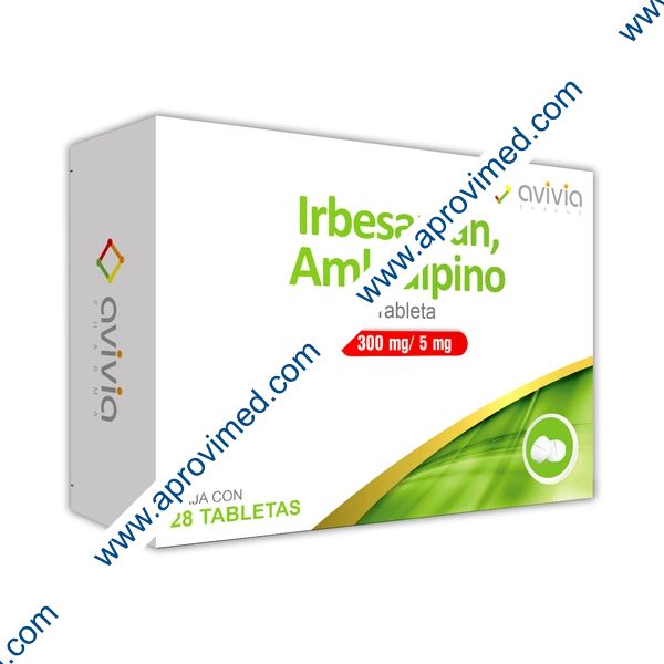 IRBESARTÁN/AMLODIPINO (Avivia) c/28 TABS. 300/ 5 MG.