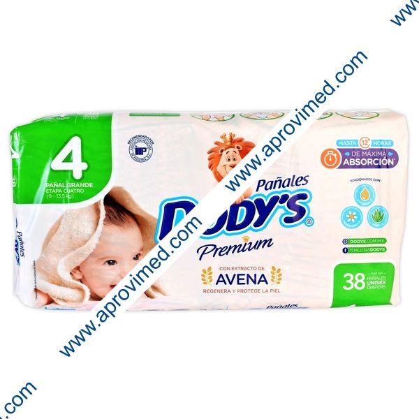 PAÑAL DODYS PREMIUM Grande (ETAPA-4 / 9-13.5 Kg.) c/38 Pzs.