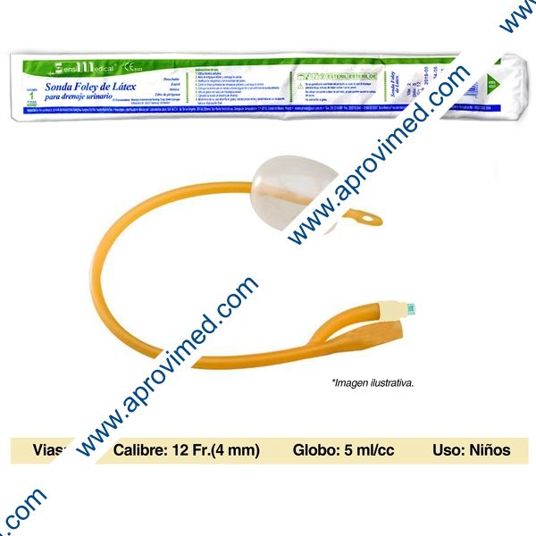 SONDA FOLEY de LATEX (SensiMedical) 2V/GLB 5/Cal. 12 Fr. c/1 Pza.