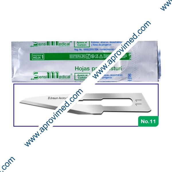 HOJA PARA BISTURÍ Acero al Carbón (SensiMedical) No. 11 c/1 Pza.