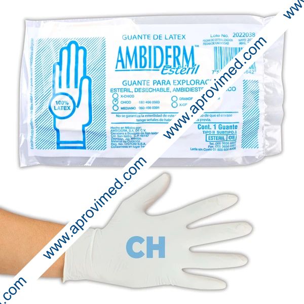 AMBIDERM Estéril GUANTE LTX EXPLORACIÓN Talla CHICO c/1 Pza.