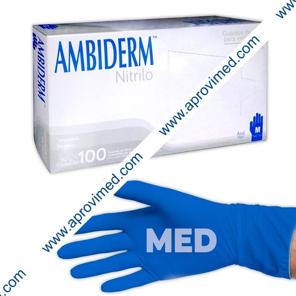 AMBIDERM NITRILO GUANTE EXPLN. AZUL ROYAL No Esteril "MED" c/100 Pzs.