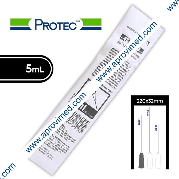 JERINGA  5 mL. (Protec) c/AGUJA 22Gx32mm. c/1 Pza.