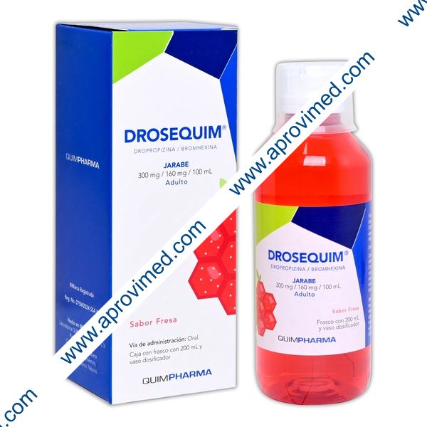 DROSEQUIM JBE. ADULTO Sab. Fresa Fco. 200 ML. 300-160 MG/100 ML.