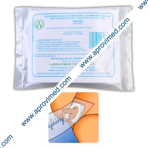 BOLSA PARA UROCULTIVO Estéril (Visa) INFANTIL Niño Bolsa c/10 Pzs.