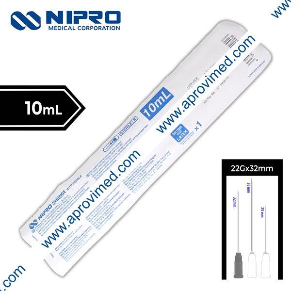 JERINGA 10 mL. (Nipro) c/AGUJA 22Gx32mm. c/1 Pza.