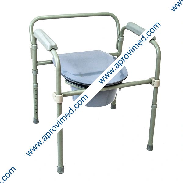 SILLA CÓMODO DE ACERO PLEGABLE c/DESCANSABRAZO.