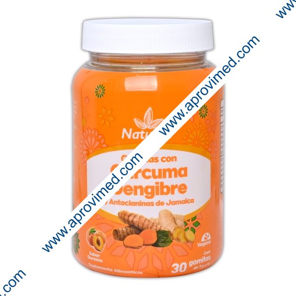 CÚRCUMA/JENGIBRE (Naturex) Sab. Durazno Fco. c/30 GOMITAS. 3 G.