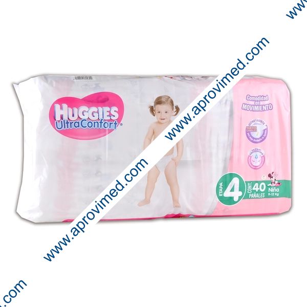 HUGGIES ULTRACONFORT Niña (Etapa 4 / 9-12 Kg.) c/40 Pzs.
