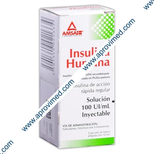 INSULINA HUMANA (Amsa) Sol. Iny. c/1 FCO. AMP. 10 ML. 100 UI/1 ML.