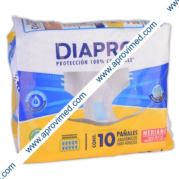 DIAPRO ANATÓMICO Mediano (Talla 28-40 / 71-102cm) UNISEX c/10 Pzs.