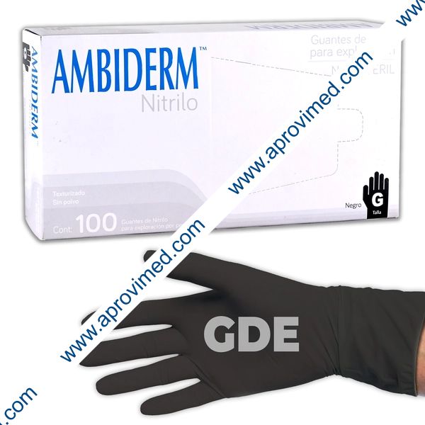 AMBIDERM NITRILO GUANTE EXPLN. NEGRO No Estéril "GDE" c/100 Pzs.