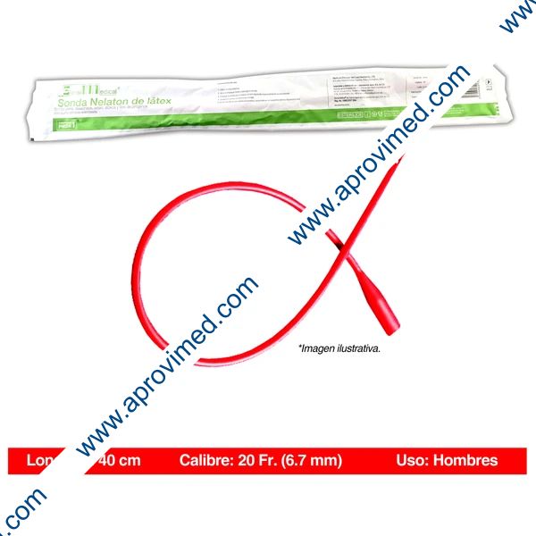 SONDA NÉLATON de LÁTEX (SensiMedical) Long. 40cm. Cal. 20 Fr. c/1 Pza.