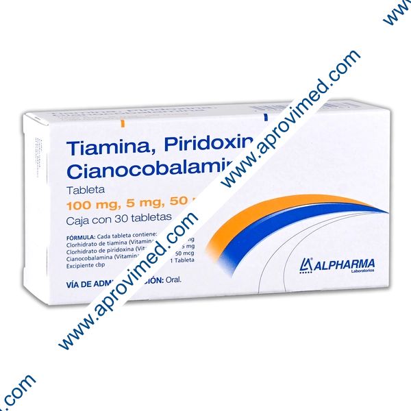 TIAMINA/PIRIDOXINA/CIANOCOBALAMINA (Alpharma) c/30 TABS. 100/5/0.05 MG.