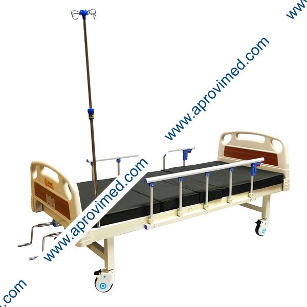 CAMA HOSPITALARIA MANUAL DE LUJO c/RUEDAS. (Color Beige) 200x90 CM.