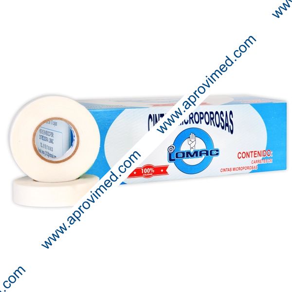 CINTA MICROPOROSA (Lomac) Rollo Col. Blanco A: 1.25cm; L: 10m. Caja c/24 Pzs.