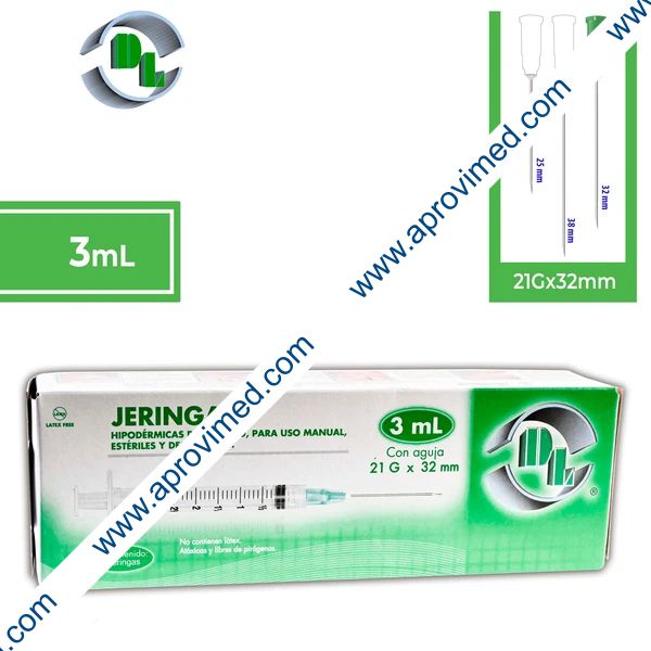 JERINGA  3 mL. (DL) c/AGUJA 21Gx32mm. c/5 Pzs.