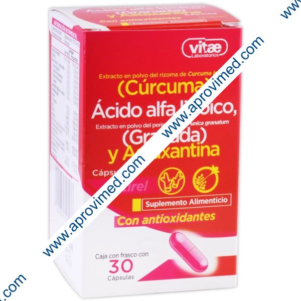CÚRCUMA/ÁCIDO ALFA LIPOICO/GRANADA/ASTAXANTINA (Vitae) c/30 CAPS.