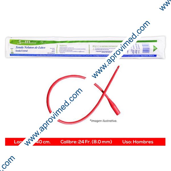 SONDA NELATON de LATEX (SensiMedical) Long. 40cm. Cal. 24 Fr. c/1 Pza.