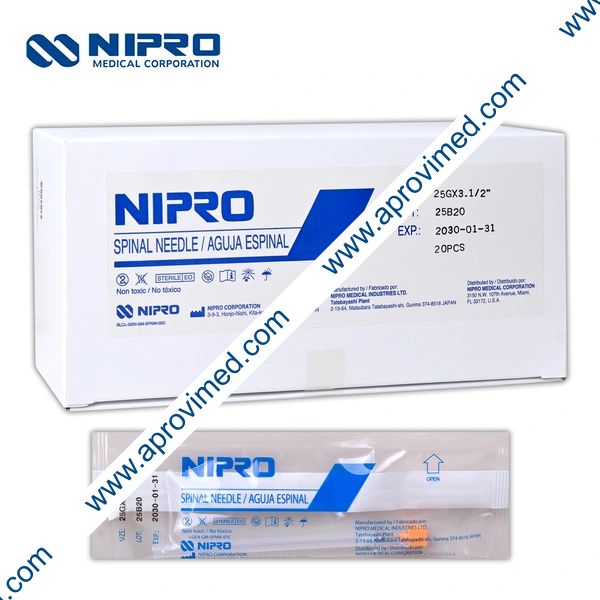 AGUJA ESPINAL (Nipro) 25Gx3.1/2"(90mm) Cja. c/20 Pzs.