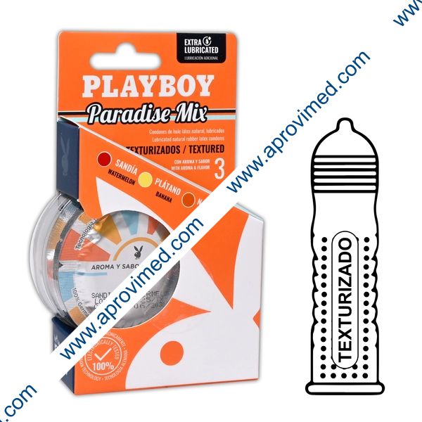 PLAYBOY PARADISE MIX Texturizados (Sabs: SA/PL/NA) Blister c/3 CONDS.