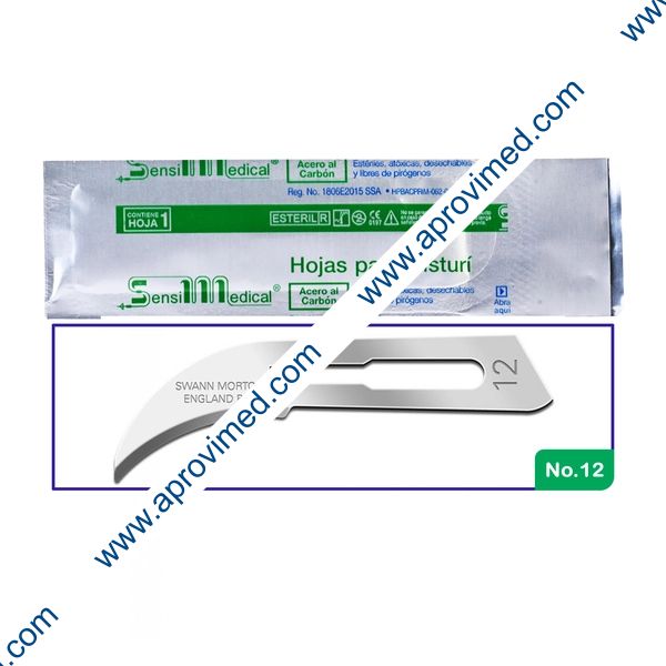 HOJA PARA BISTURÍ Acero al Carbón (SensiMedical) No. 12 c/1 Pza.