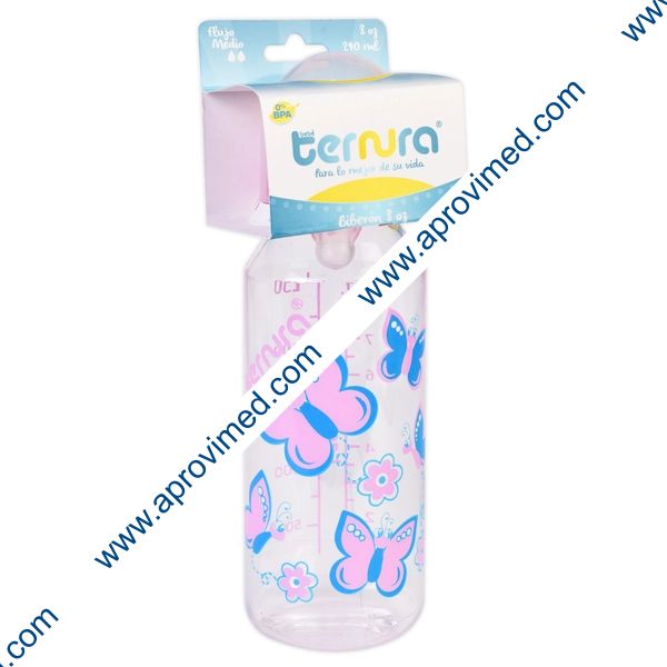 BIBERÓN "Ternura" ROSA c/MAMILA 8 OZ/240 ML.