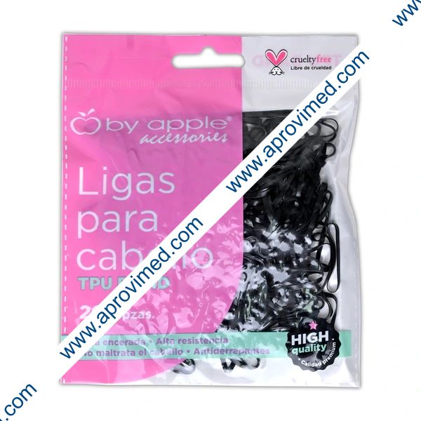 LIGAS PARA CABELLO (By apple) Col. Negro Bolsa c/200 Pzs.