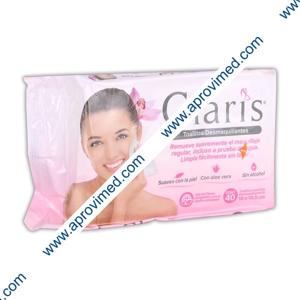 CLARIS TOALLAS DESMAQUILLANTES c/40 Pzs.