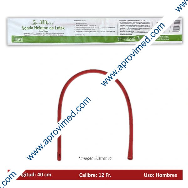SONDA NELATON de LATEX (SensiMedical) Long. 40cm. Cal. 12 Fr. c/1 Pza.