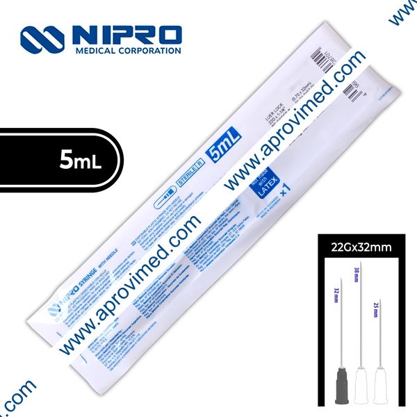 JERINGA  5 mL. (Nipro) c/AGUJA 22Gx32mm. c/1 Pza.