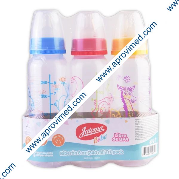 BIBERÓN ANIMALITOS c/MAMILA (Colores) 8 OZ/240 ML. (3 Pack).