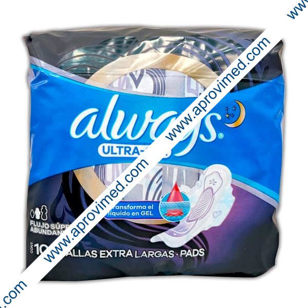 ALWAYS ULTRA-GEL con Alas c/10 Toallas Extra Largas.