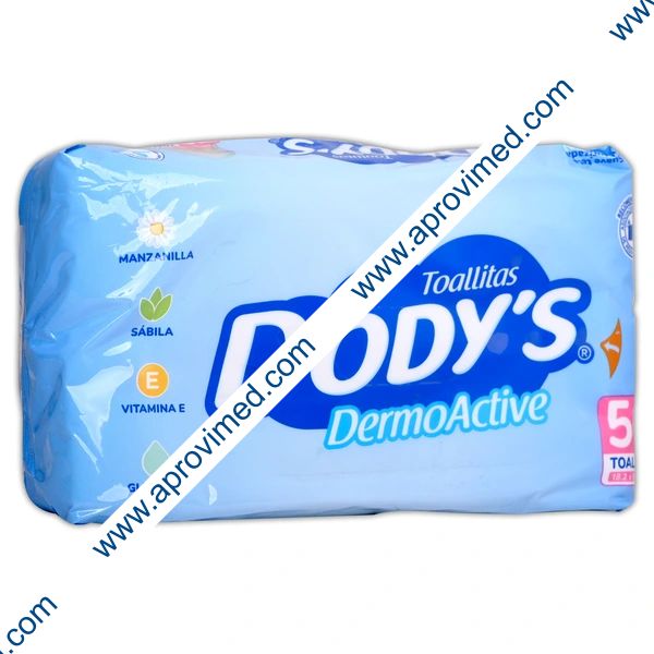 DODYS DERMO ACTIVE (Azul) Toallitas Húmedas 18.2x16.2cm. Paq. c/ 50 Pzs.